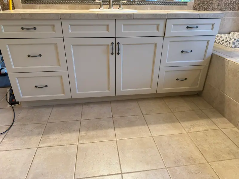 Double vanity after cabinet refinishing
